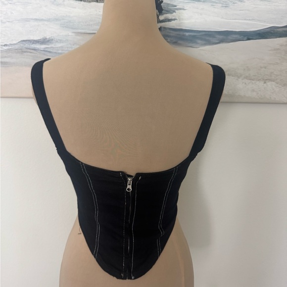 Zara Black Top with White Stitching - Picture 9 of 16